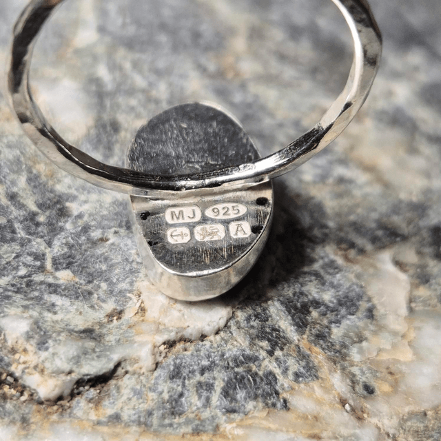 Size R Multicoloured Sea Glass and Sterling Silver Ring Fully Hallmarked 