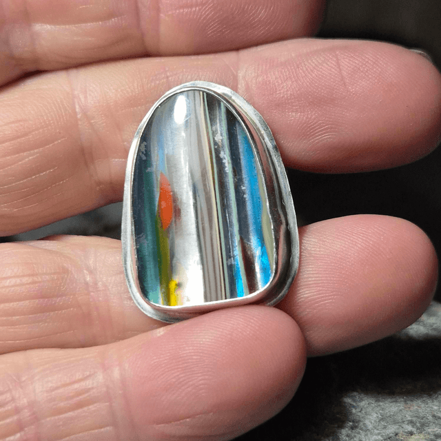 Size R Surfite and Sterling Silver Ring Fully Hallmarked 