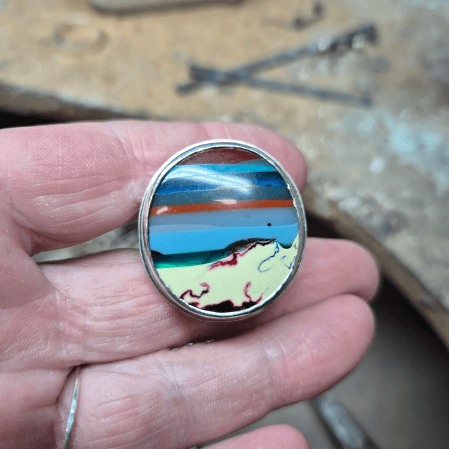 Size W Surfite and Sterling Silver Ring
