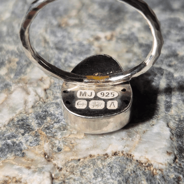 Size N Pale Aqua Sea Glass and Sterling Silver Ring Fully Hallmarked 