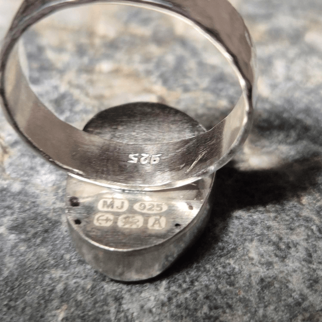 Size S Pale Aqua Sea Glass and Sterling Silver Ring Fully Hallmarked 