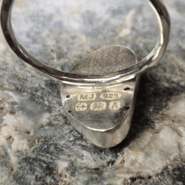 Size Q Multicoloured Sea Glass and Sterling Silver Ring Fully Hallmarked 