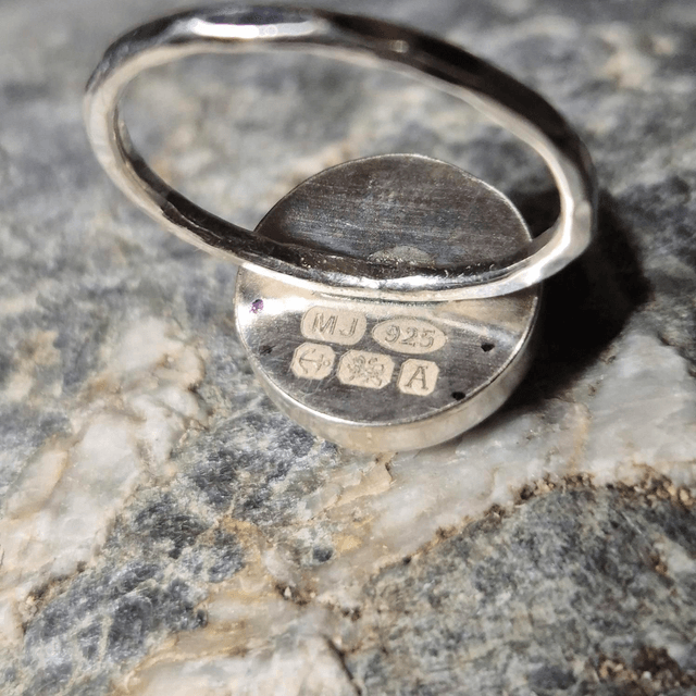 Size N Pale Aqua Codd Marble Sea Glass and Sterling Silver Ring Fully Hallmarked 