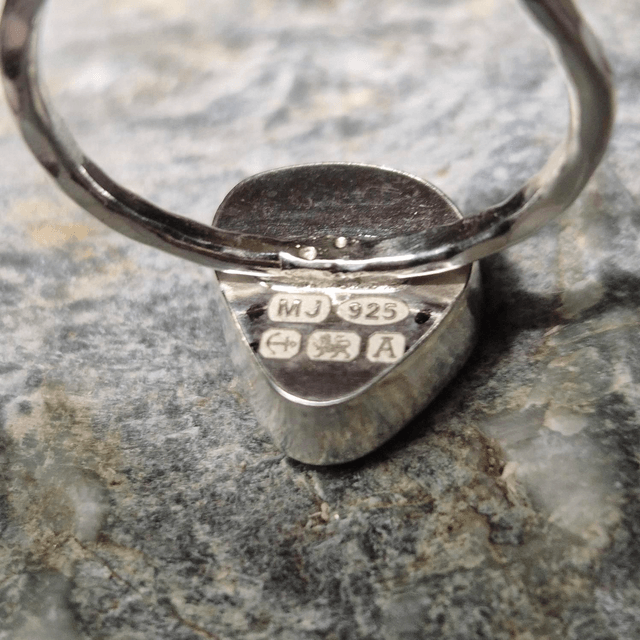 Size N Pale Aqua Sea Glass and Sterling Silver Ring Fully Hallmarked 