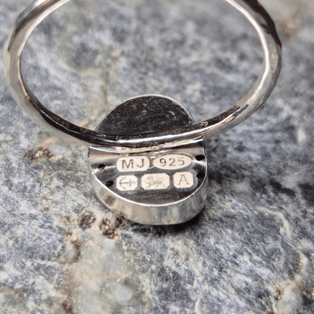 Size Q Multicoloured Sea Glass and Sterling Silver Ring Fully Hallmarked 
