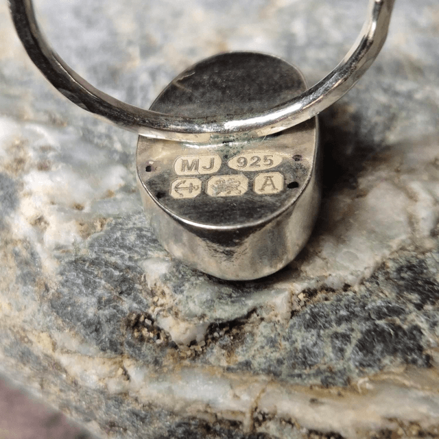 Size Q Pale Aqua Sea Glass and Sterling Silver Ring Fully Hallmarked 