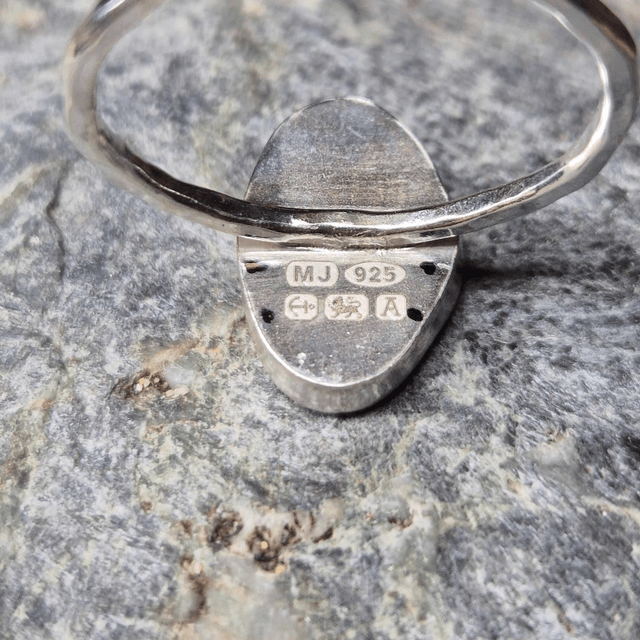 Size S Multicoloured Sea Glass and Sterling Silver Ring Fully Hallmarked 