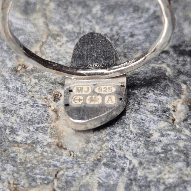 Size U Multicoloured Sea Glass and Sterling Silver Ring Fully Hallmarked 