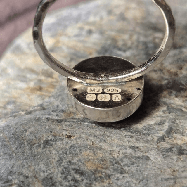 Size O Pale Aqua Codd Marble Sea Glass and Sterling Silver Ring Fully Hallmarked 