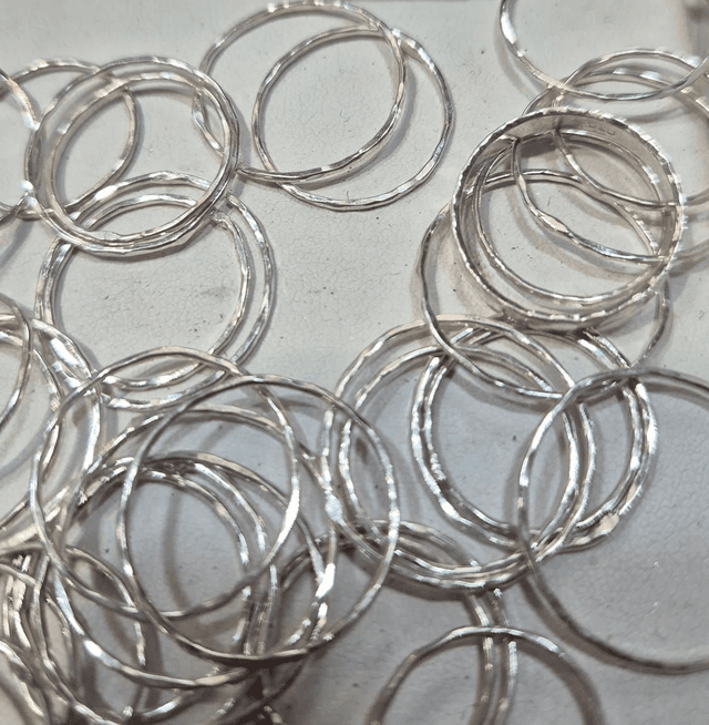 1mm Sterling Silver Hammered Ring